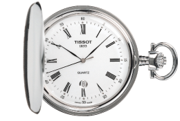 Tissot T83655313 POCKET WATCH/GR/Q/STEEL/WHITE DIAL 