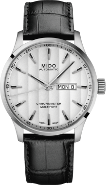 Mido M0384311603100 Multifort Chronometer Silicon Leather / white dial 