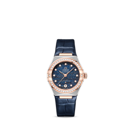 Omega O13128292099003 Constellation V 29 Steel-Pink Gold/Leather Blue fulldiama 