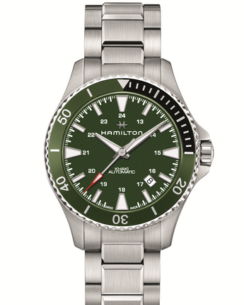 Khaki Navy Scuba 40mm Steel case with black & green bezel /