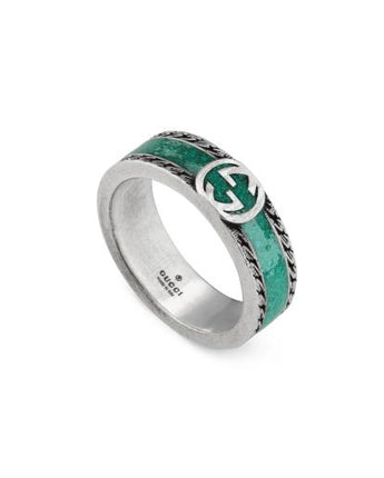 Interlocking Anello 6MM Argento Smalto Turchese