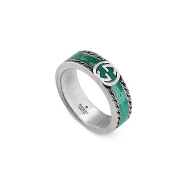 Interlocking Anello 6MM Argento Smalto Turchese