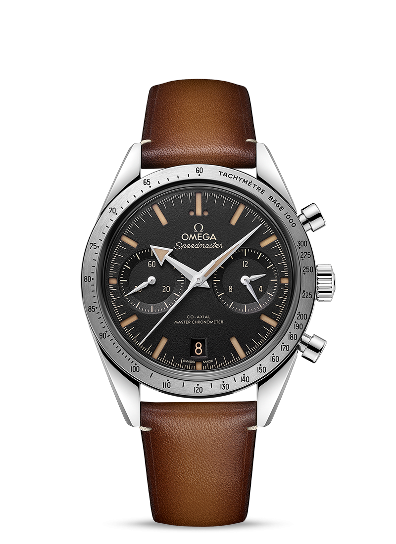 Speedmaster 1957 Black Steel/Leather meccanico